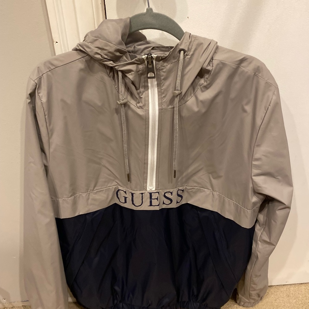 Guess windbreaker, grey/blue, size S